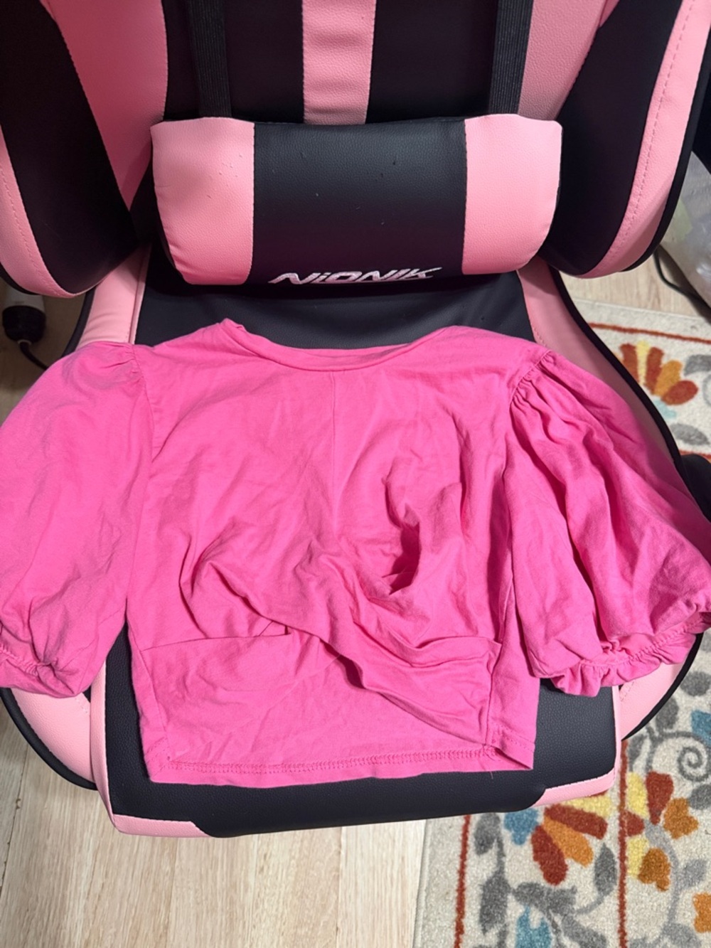 Bright Pink Puff Sleeve Crop Top